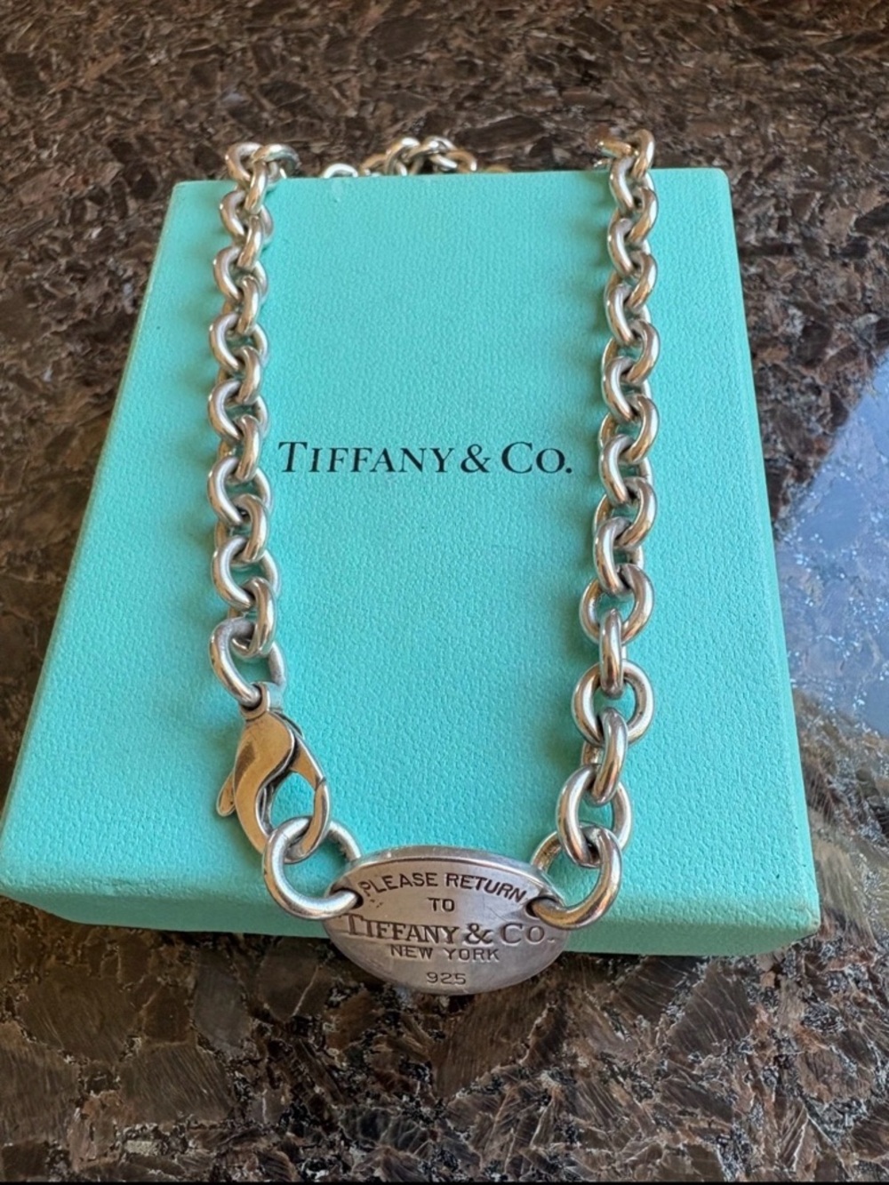 Tiffany & Co. 925 Sterling Silver Oval Classic Return To Tiffany Necklace